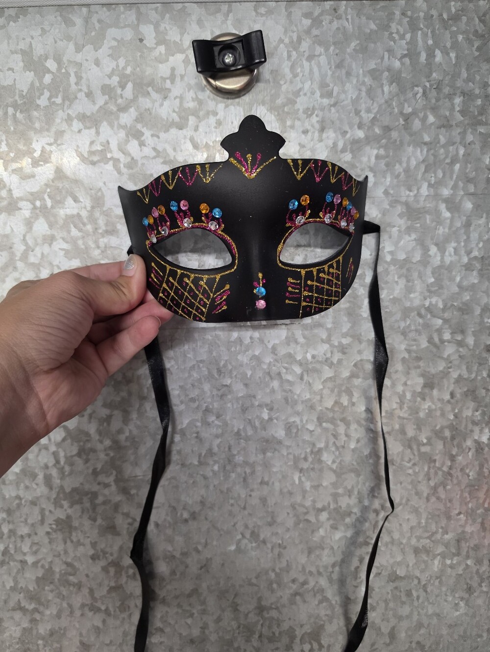 Black & Gold Glitter Masquerade Mask
